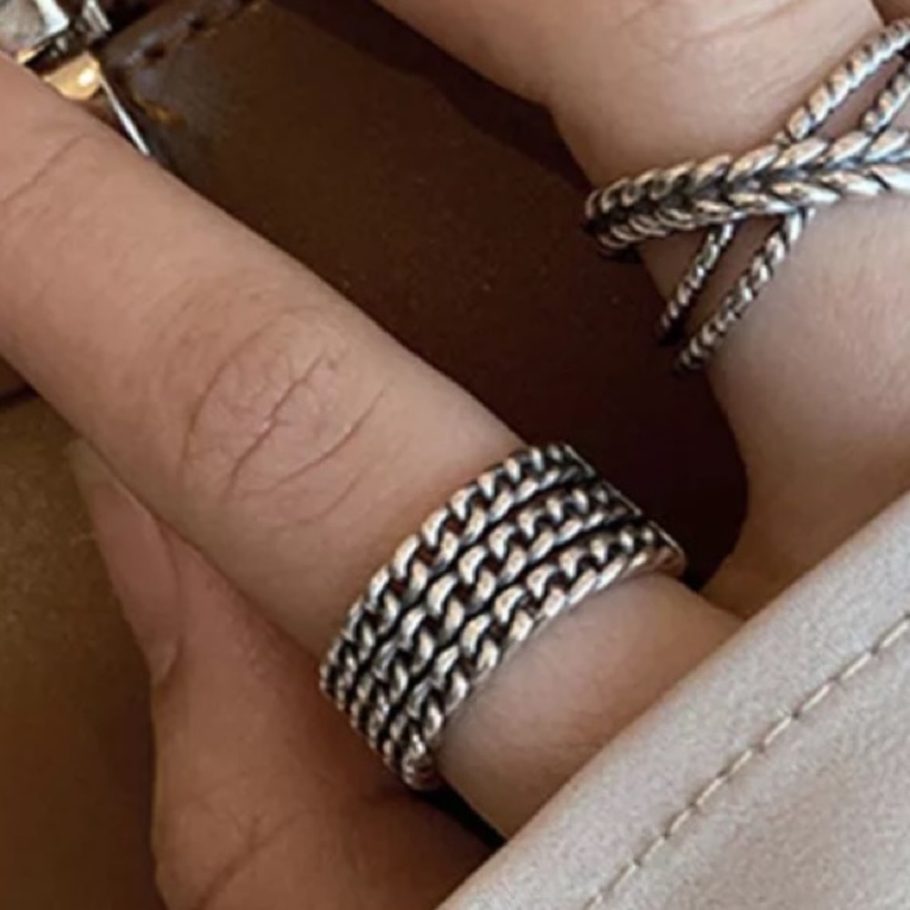 ⛓Insta  ring chain ring sterling silver ring - Picture 3 of 6